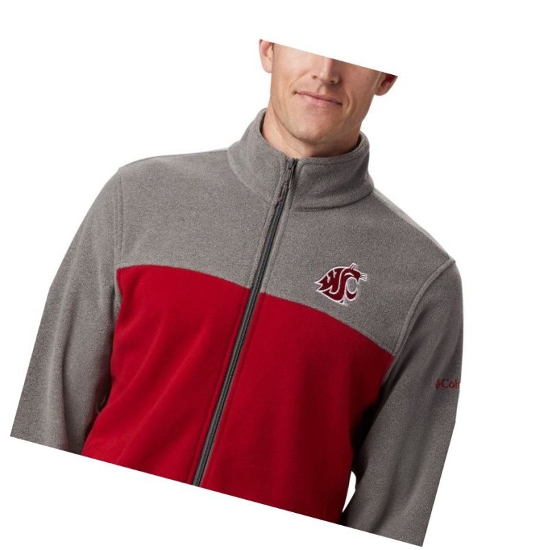 Kurtki Columbia Collegiate Flanker III Fleece - Washington State Męskie Szare Czerwone | 57MWSPLZX