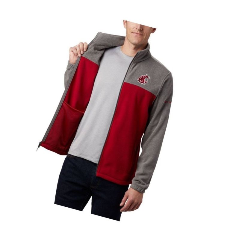 Kurtki Columbia Collegiate Flanker III Fleece - Washington State Męskie Szare Czerwone | 57MWSPLZX