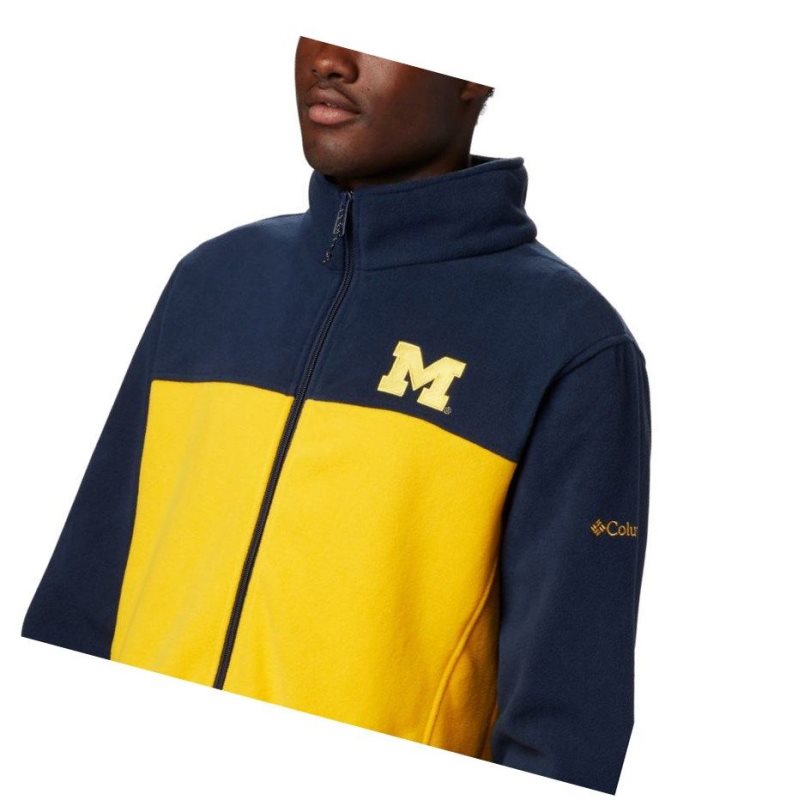 Kurtki Columbia Collegiate Flanker III Fleece - Michigan Męskie Granatowe Żółte | 37RJLZUCY