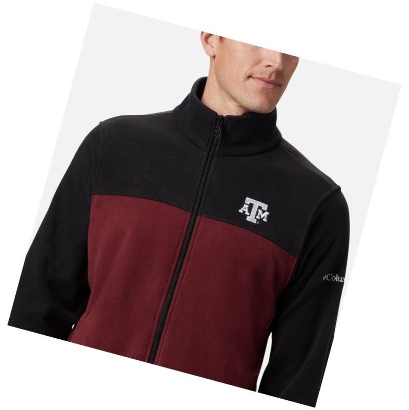 Kurtki Columbia Collegiate Flanker III Fleece - Texas A&M Męskie Czarne Jasny Bordowe | 01RLBEOWG