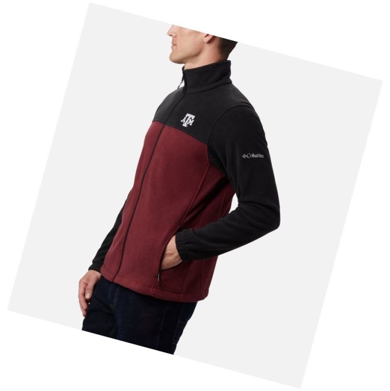 Kurtki Columbia Collegiate Flanker III Fleece - Texas A&M Męskie Czarne Jasny Bordowe | 01RLBEOWG