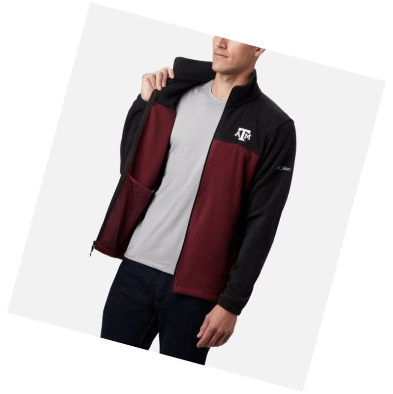 Kurtki Columbia Collegiate Flanker III Fleece - Texas A&M Męskie Czarne Jasny Bordowe | 01RLBEOWG