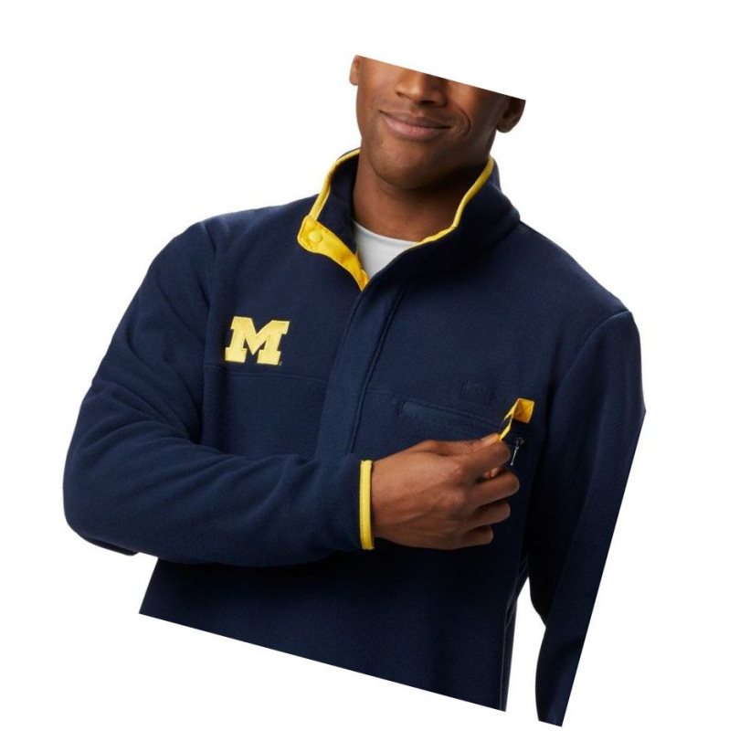 Kurtki Columbia Collegiate PFG Harborside Fleece - Michigan Męskie Granatowe | 20OVNRDXP