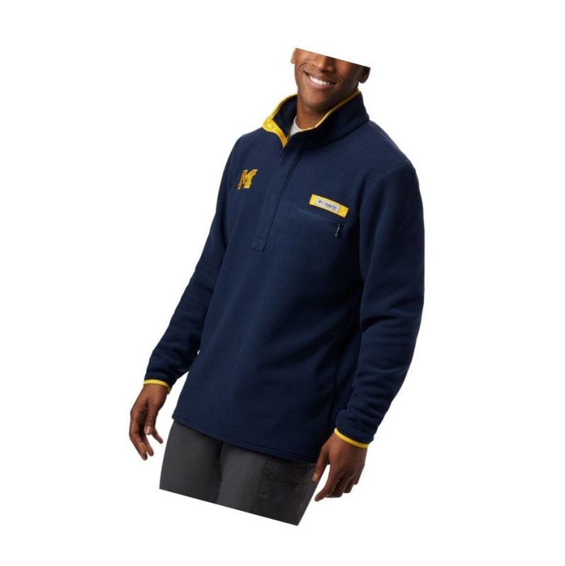 Kurtki Columbia Collegiate PFG Harborside Fleece - Michigan Męskie Granatowe | 20OVNRDXP