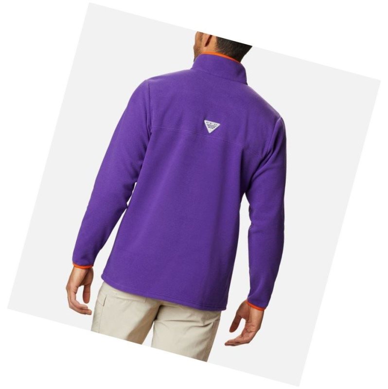 Kurtki Columbia Collegiate PFG Harborside Fleece - Clemson Męskie Fioletowe | 17UQWZKNL