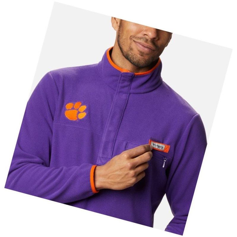 Kurtki Columbia Collegiate PFG Harborside Fleece - Clemson Męskie Fioletowe | 17UQWZKNL