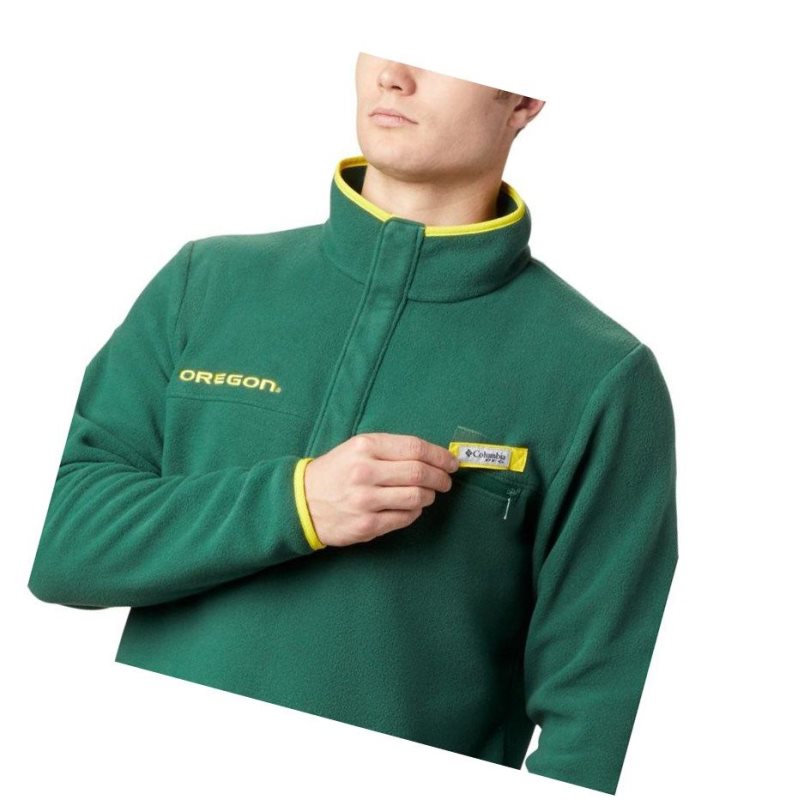 Kurtki Columbia Collegiate PFG Harborside Fleece - Oregon Męskie Zielone | 06UOZMPVB