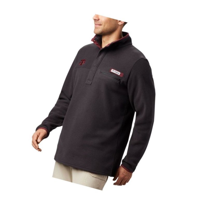 Kurtki Columbia Collegiate PFG Harborside Fleece - Texas A & M Męskie Czarne | 85UJRZTCP