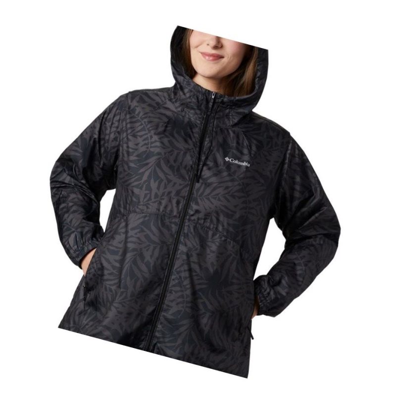 Kurtki Columbia Flash Forward Printed Windbreaker Plus Size Damskie Czarne | 67CKDAEUP