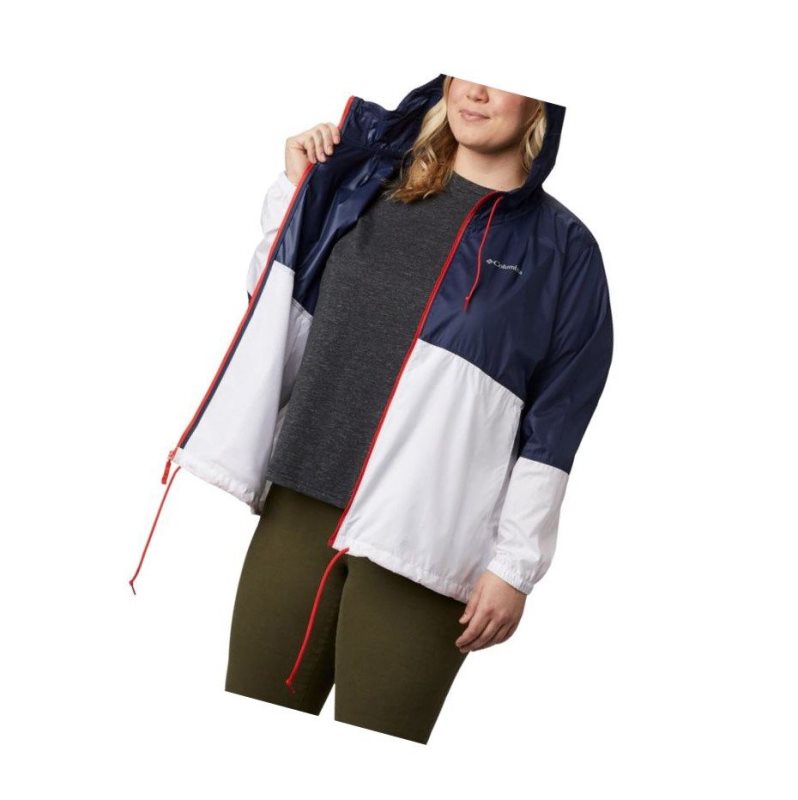 Kurtki Columbia Flash Forward Windbreaker Plus Size Damskie Granatowe Białe | 27OUIAMFW