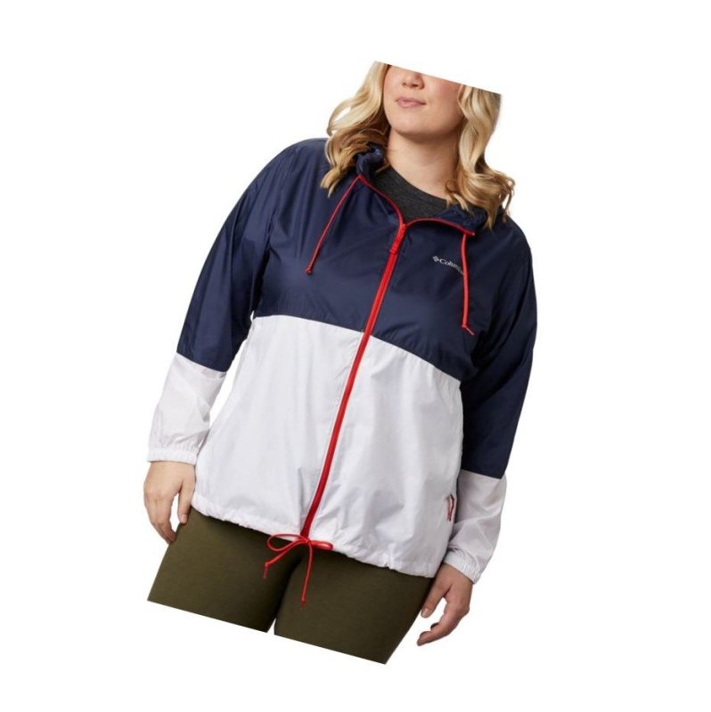 Kurtki Columbia Flash Forward Windbreaker Plus Size Damskie Granatowe Białe | 27OUIAMFW