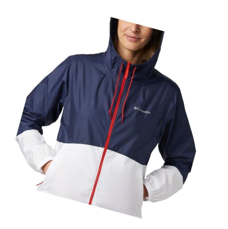 Kurtki Columbia Flash Forward Windbreaker Damskie Granatowe Białe | 86RVHDKUS