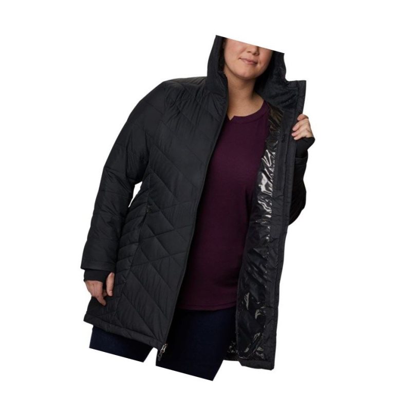 Kurtki Columbia Heavenly Long Hooded Plus Size Damskie Czarne | 20DOHXVIB