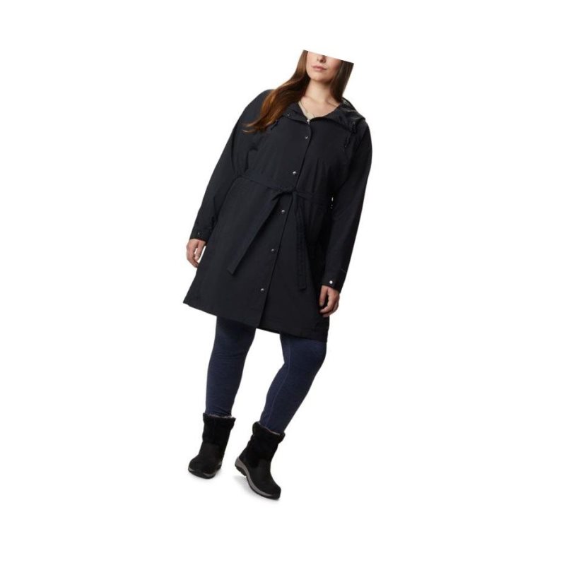 Kurtki Columbia Here And There Long Trench Plus Size Damskie Czarne | 84KHGMAQO