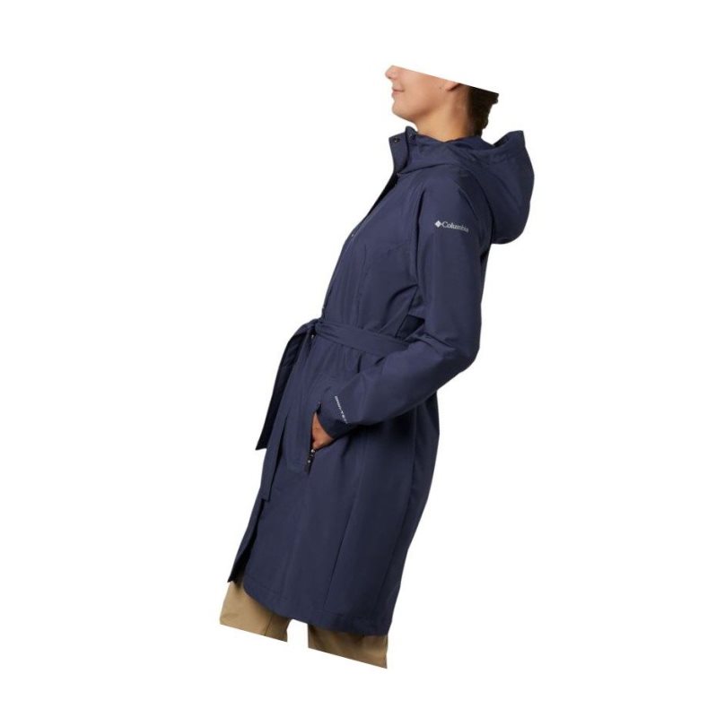 Kurtki Columbia Here And There Long Trench Damskie Granatowe | 18YBUTSRG