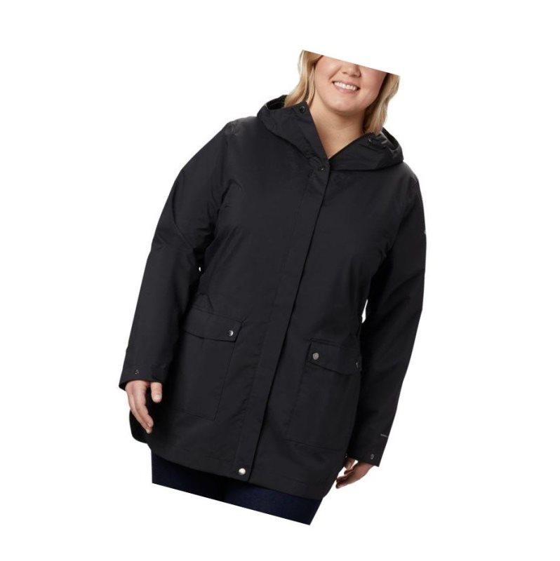 Kurtki Columbia Here And There Trench Plus Size Damskie Czarne | 53HEVPUSZ