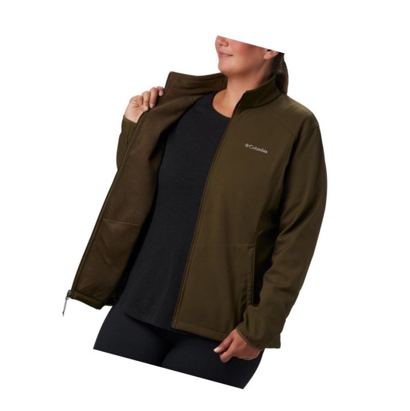 Kurtki Columbia Kruser Ridge II Softshell Plus Size Damskie Oliwkowe | 39LRQTKEM