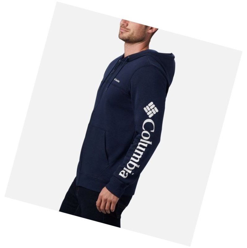 Kurtki Columbia Logo Full Zip Fleece Big Męskie Granatowe Białe | 58QJYXPVG