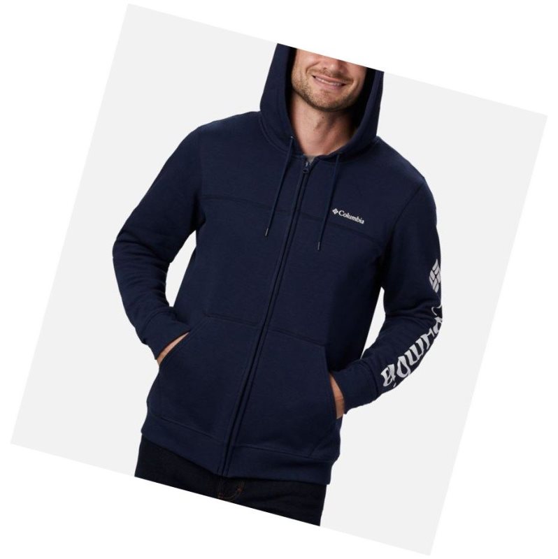 Kurtki Columbia Logo Full Zip Fleece Big Męskie Granatowe Białe | 58QJYXPVG