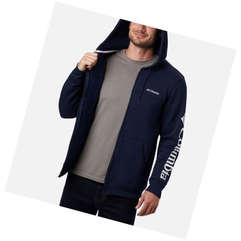 Kurtki Columbia Logo Full Zip Fleece Big Męskie Granatowe Białe | 58QJYXPVG