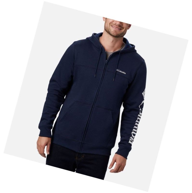 Kurtki Columbia Logo Full Zip Fleece Big Męskie Granatowe Białe | 58QJYXPVG