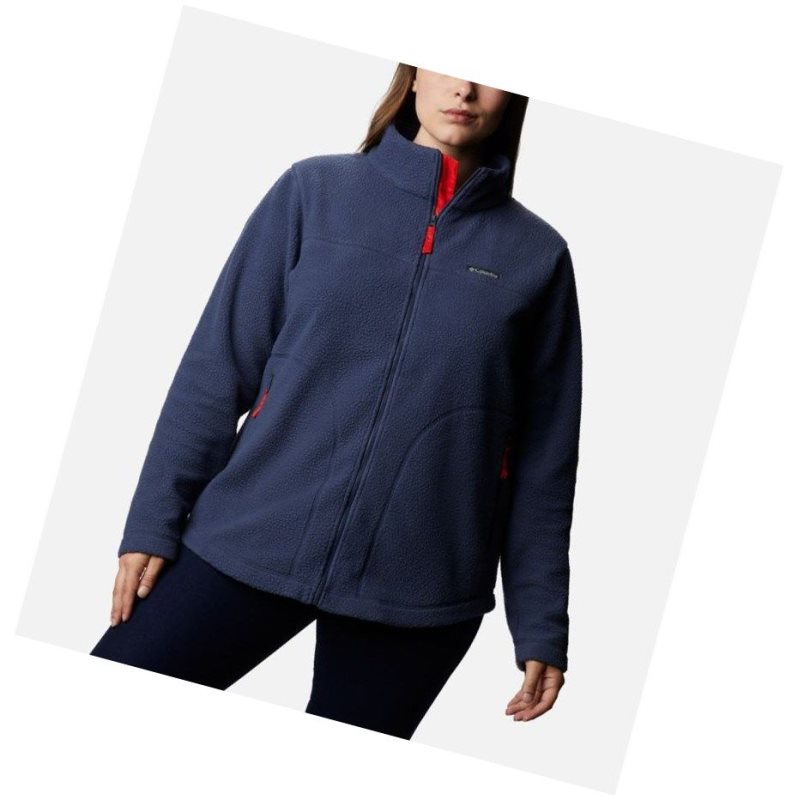 Kurtki Columbia Northern Reach Full Zip Sherpa Fleece Plus Size Damskie Granatowe | 64BXSMNAE