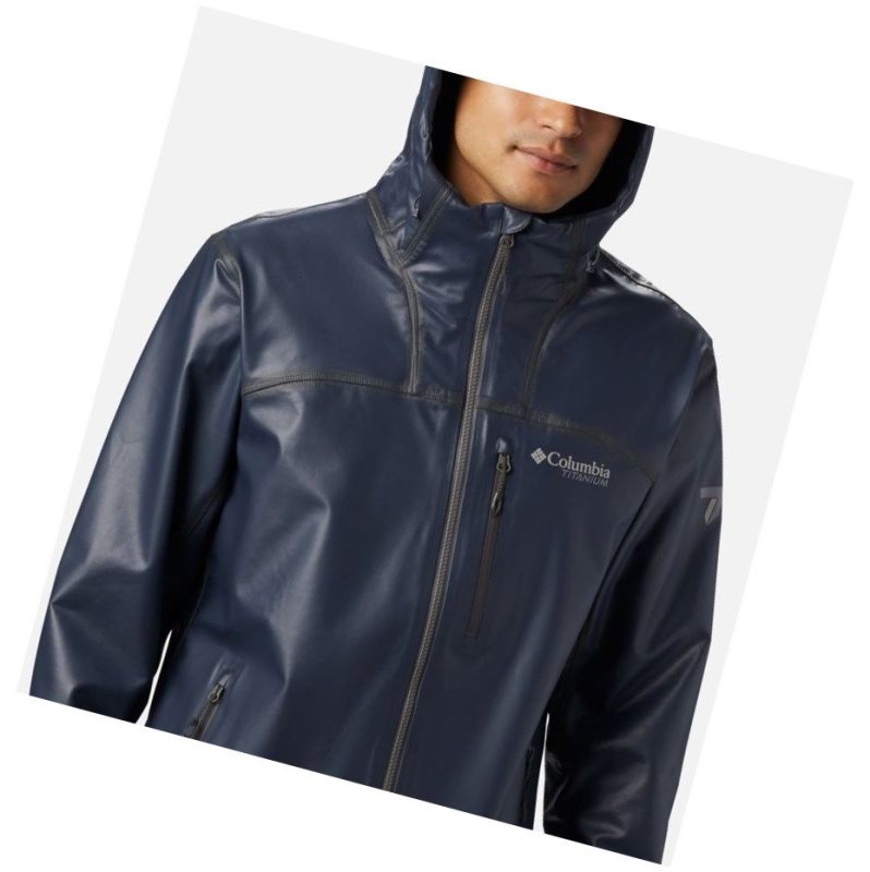 Kurtki Columbia OutDry Ex Stretch Hooded Shell Męskie Granatowe | 56NFGWDAM