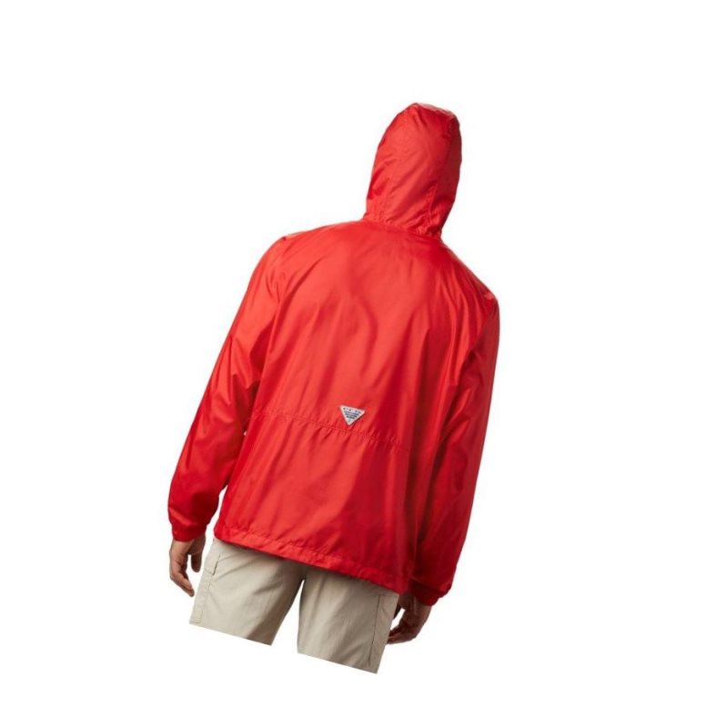 Kurtki Columbia PFG Three Streams Windbreaker Męskie Czerwone | 83AWIGXLN