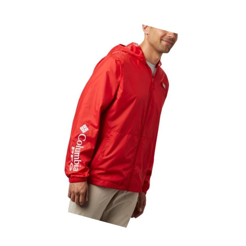 Kurtki Columbia PFG Three Streams Windbreaker Męskie Czerwone | 83AWIGXLN