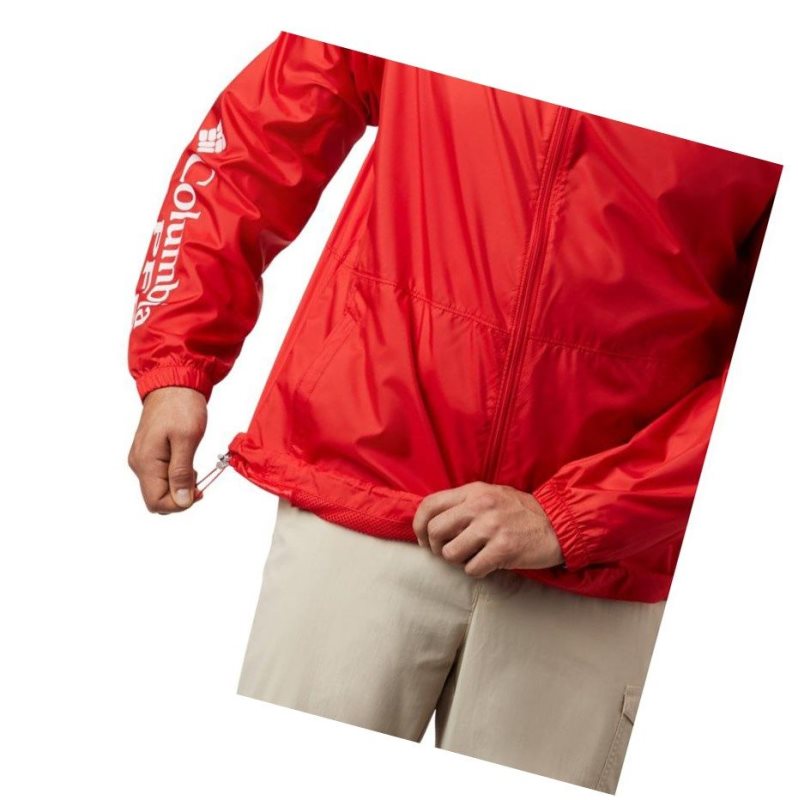 Kurtki Columbia PFG Three Streams Windbreaker Męskie Czerwone | 83AWIGXLN