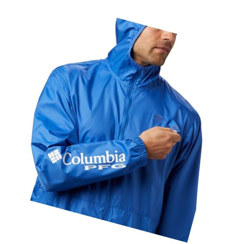 Kurtki Columbia PFG Three Streams Windbreaker Męskie Niebieskie | 18UYBSOQA