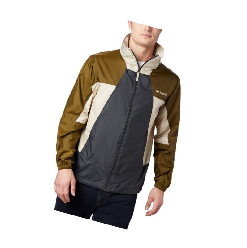 Kurtki Columbia Point Park Windbreaker Męskie Ciemny Szare Oliwkowe Khaki | 57FKWRTAH