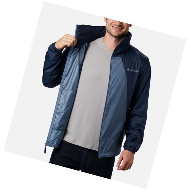 Kurtki Columbia Point Park Windbreaker Męskie Niebieskie Granatowe | 48YQXNSCZ