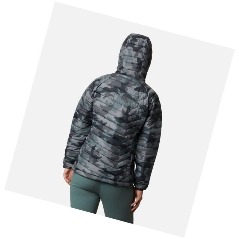 Kurtki Columbia Powder Lite Hooded Damskie Czarne Camo | 90XQBCREW