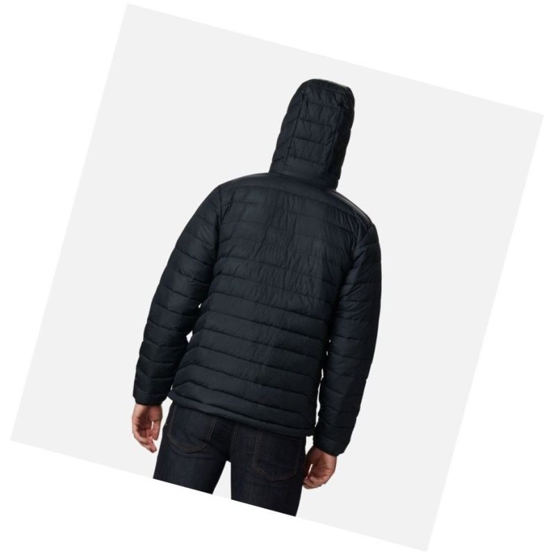 Kurtki Columbia Powder Lite Hooded Insulated Męskie Czarne | 81JLFWCIK