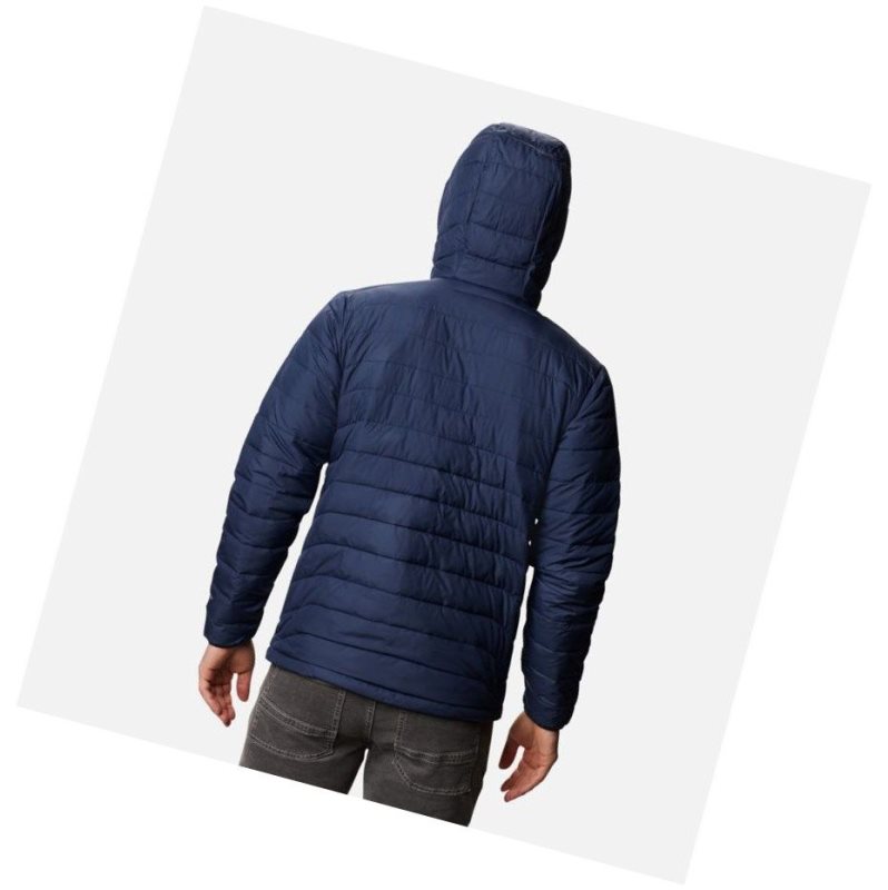 Kurtki Columbia Powder Lite Hooded Insulated Męskie Granatowe | 38KPAEQFS