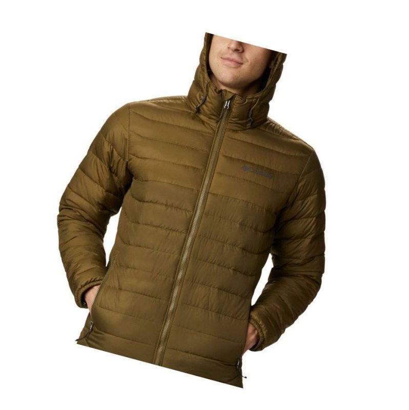 Kurtki Columbia Powder Lite Hooded Insulated Męskie Oliwkowe Brązowe | 02XLRJSGN