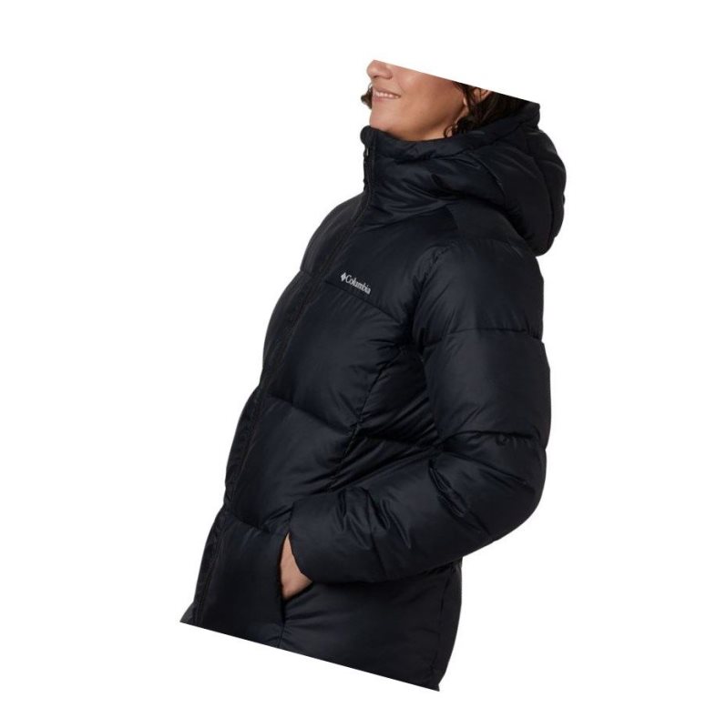 Kurtki Columbia Puffect Mid Hooded Damskie Czarne | 27XQSAVBG