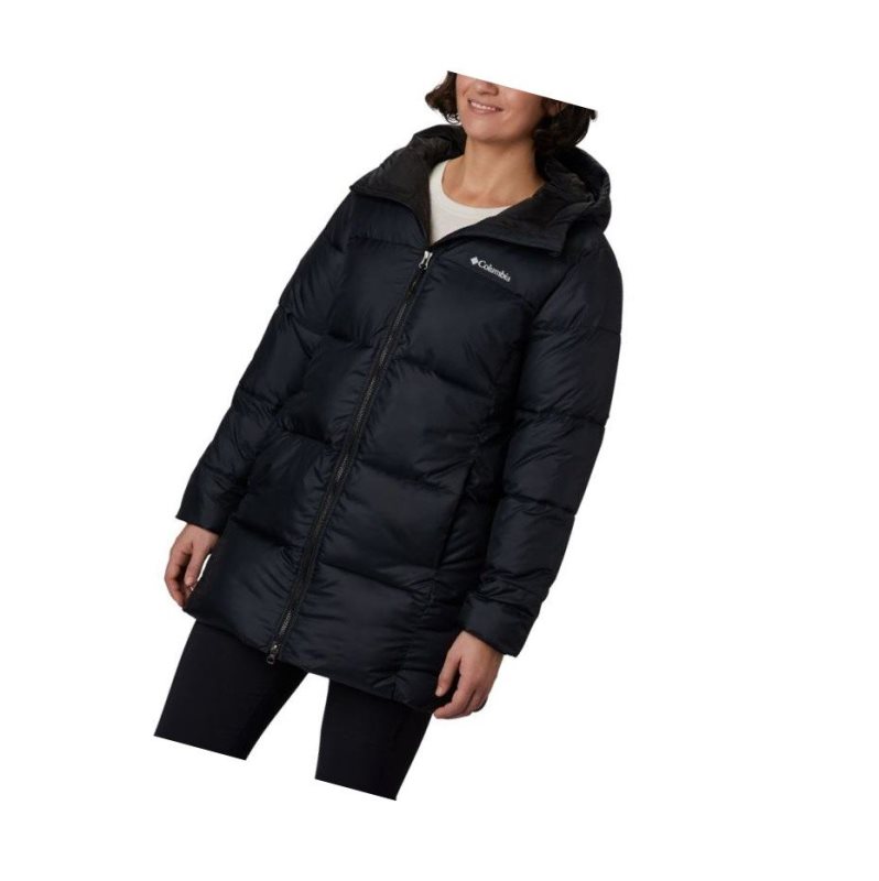 Kurtki Columbia Puffect Mid Hooded Damskie Czarne | 27XQSAVBG