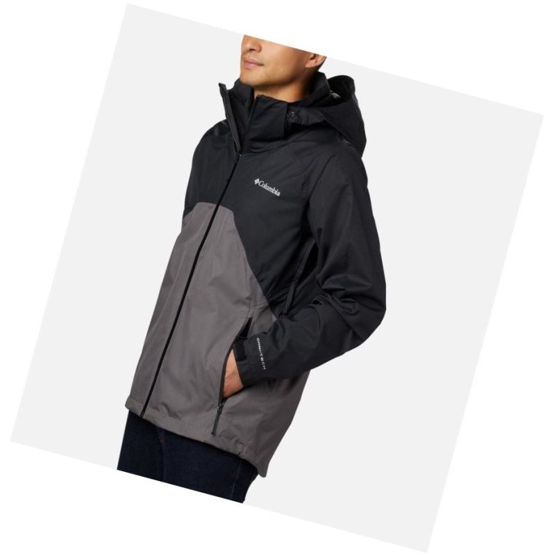 Kurtki Columbia Rain Scape Męskie Czarne Szare | 79WYBKDXP