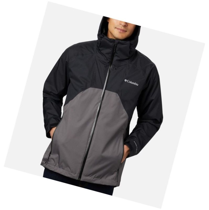 Kurtki Columbia Rain Scape Męskie Czarne Szare | 79WYBKDXP