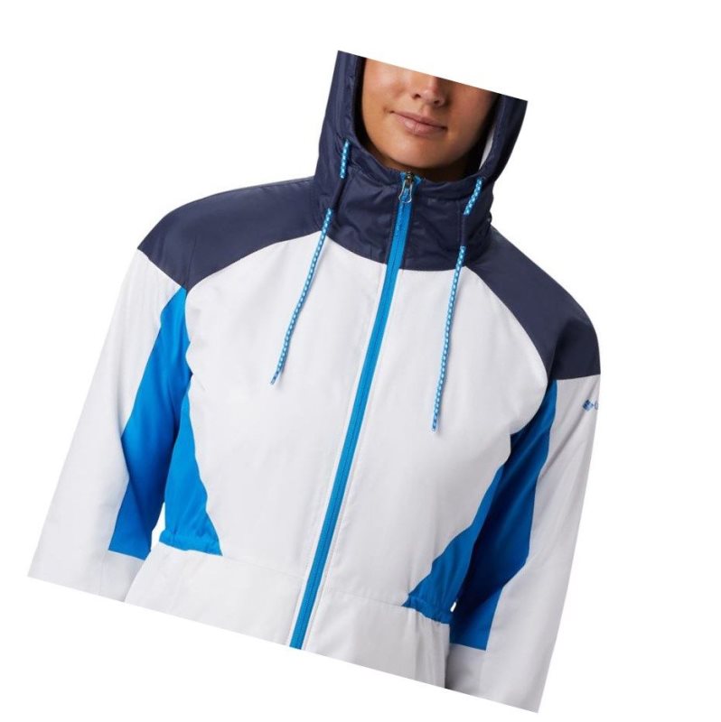 Kurtki Columbia Side Hill Lined Windbreaker Damskie Białe Granatowe Niebieskie | 43ZRCMHPA