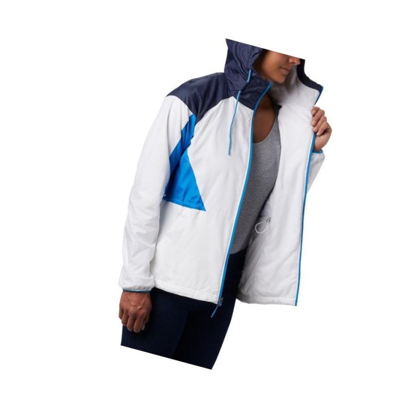 Kurtki Columbia Side Hill Lined Windbreaker Damskie Białe Granatowe Niebieskie | 43ZRCMHPA