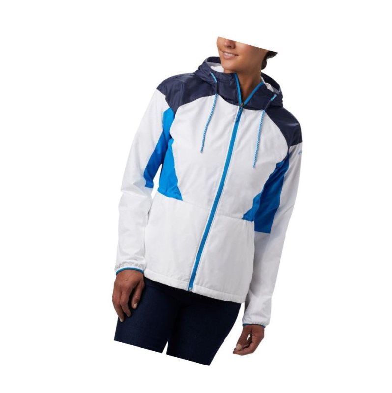 Kurtki Columbia Side Hill Lined Windbreaker Damskie Białe Granatowe Niebieskie | 43ZRCMHPA