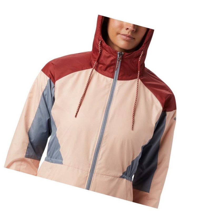 Kurtki Columbia Side Hill Lined Windbreaker Damskie Czerwone Szare | 34PTGEMCU