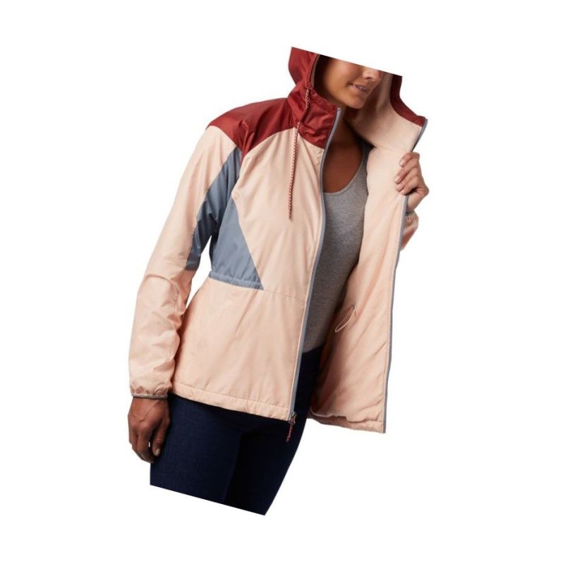 Kurtki Columbia Side Hill Lined Windbreaker Damskie Czerwone Szare | 34PTGEMCU