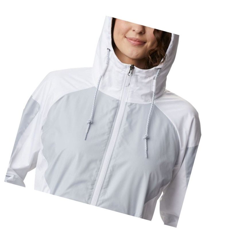 Kurtki Columbia Side Hill Lined Windbreaker Damskie Szare Białe | 20TBNPMGK