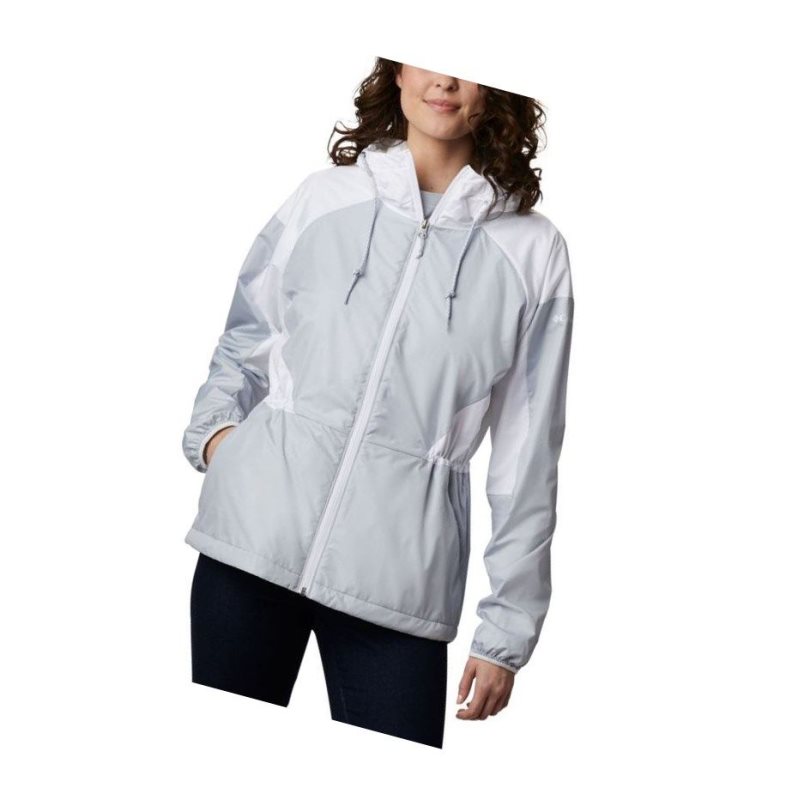 Kurtki Columbia Side Hill Lined Windbreaker Damskie Szare Białe | 20TBNPMGK