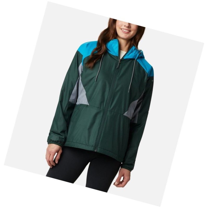 Kurtki Columbia Side Hill Lined Windbreaker Damskie Niebieskie Szare | 89WEJHYRI