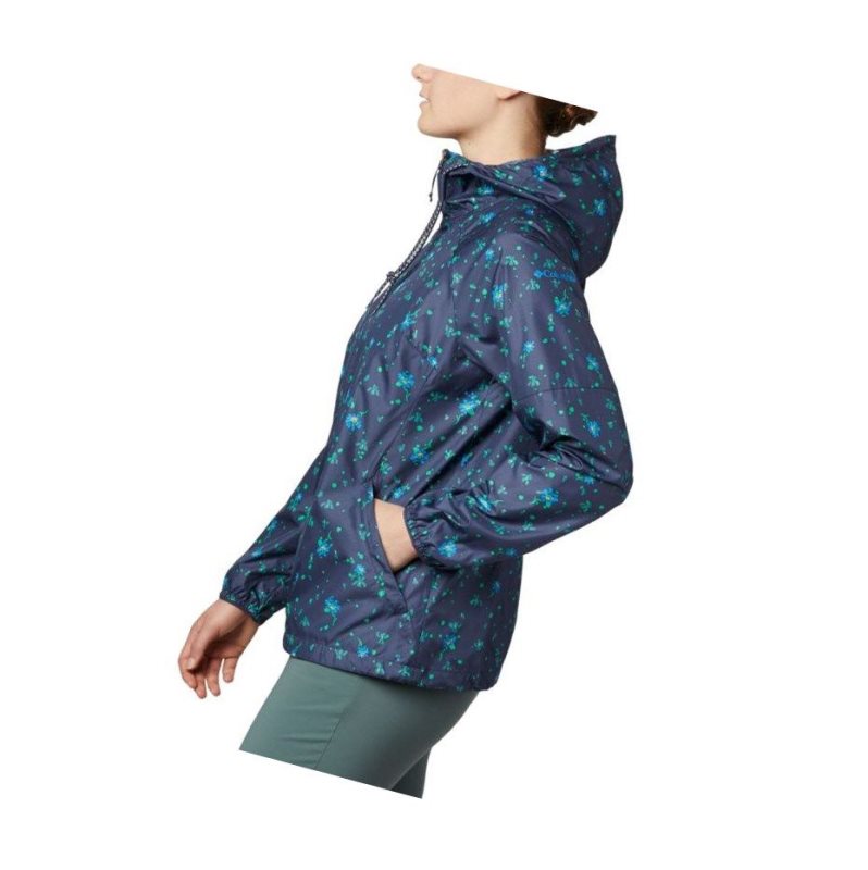 Kurtki Columbia Side Hill Printed Windbreaker Damskie Granatowe | 65JSRYWFM